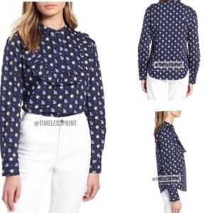 1901 Navy Peacoat Provence Geo Blouse